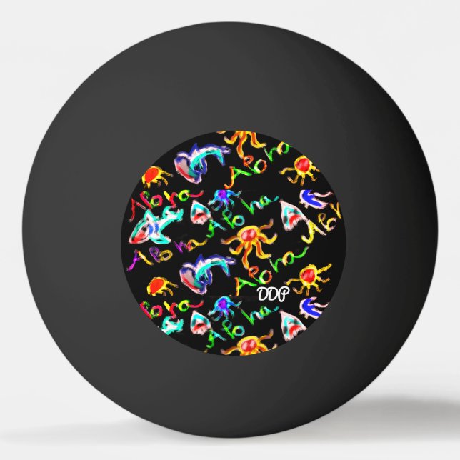 Aloha Kunstschwarzes Tischtennisball (Vorderseite)
