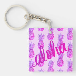 Aloha Lila Ananas Square Schlüsselanhänger Mini