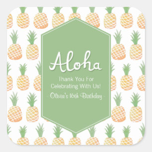 Aloha Luau Ananas Muster Dankeschön Aufkleber