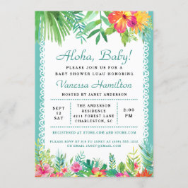 Aloha Luau Babydusche Tropische Einladung Aquamari