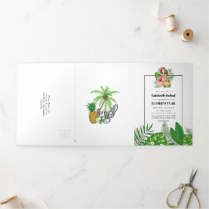 Aloha Luau Bachelorette Dreifach Gefaltete Einladung