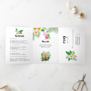 Aloha Luau Bachelorette Dreifach Gefaltete Einladung