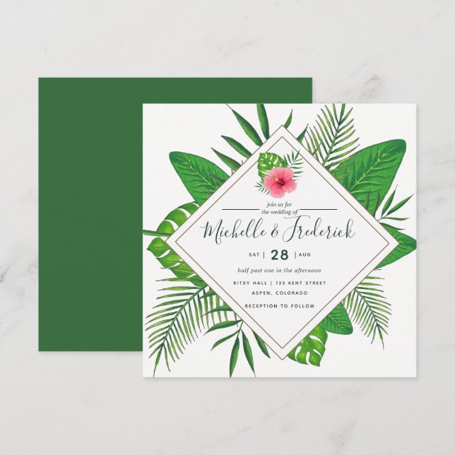 Aloha Luau Beach Hochzeit Einladung (Vorne/Hinten)