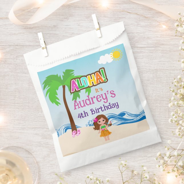 Aloha Luau Birthday Geschenktütchen (Ausgeschnitten)