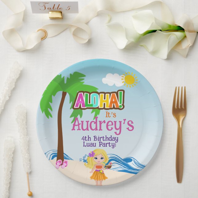 Aloha Luau Birthday Pappteller (Hochzeit)