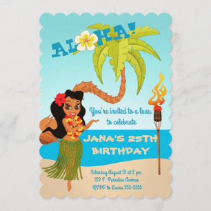 Aloha Luau Birthday Party Einladung