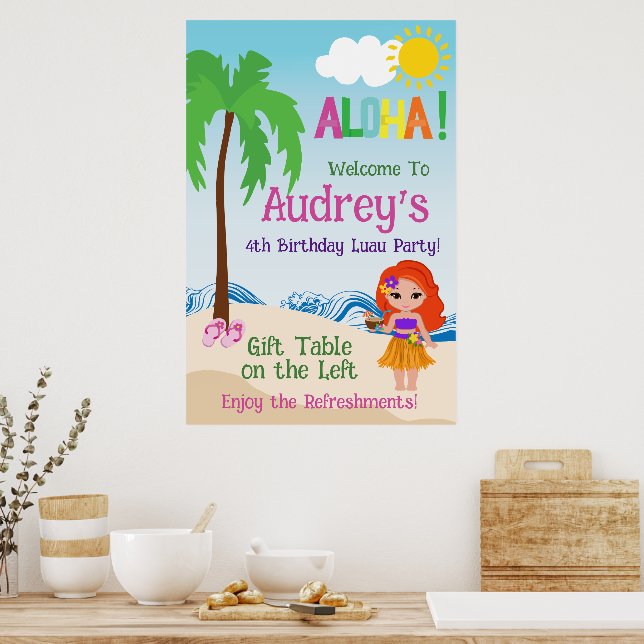 Aloha Luau Birthday Poster (Küche)
