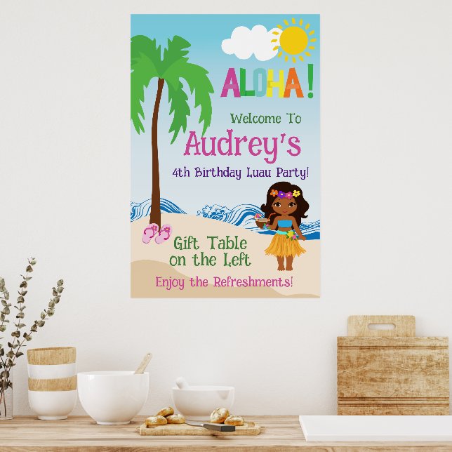 Aloha Luau Birthday Poster (Küche)