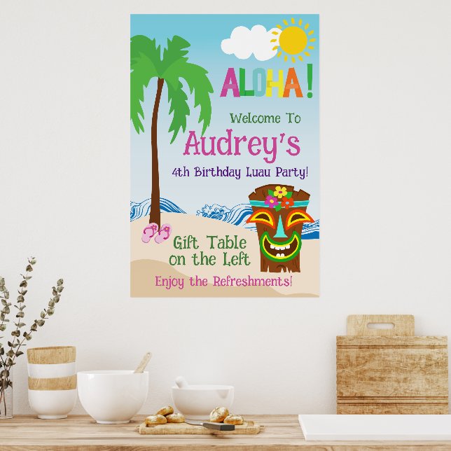 Aloha Luau Birthday Poster (Küche)