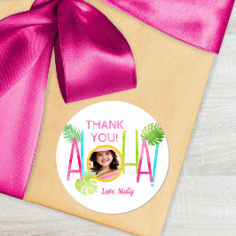 Aloha Luau Birthday Tropical Foto Runder Aufkleber