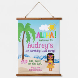Aloha Luau Birthday Wandteppich Mit Holzrahmen