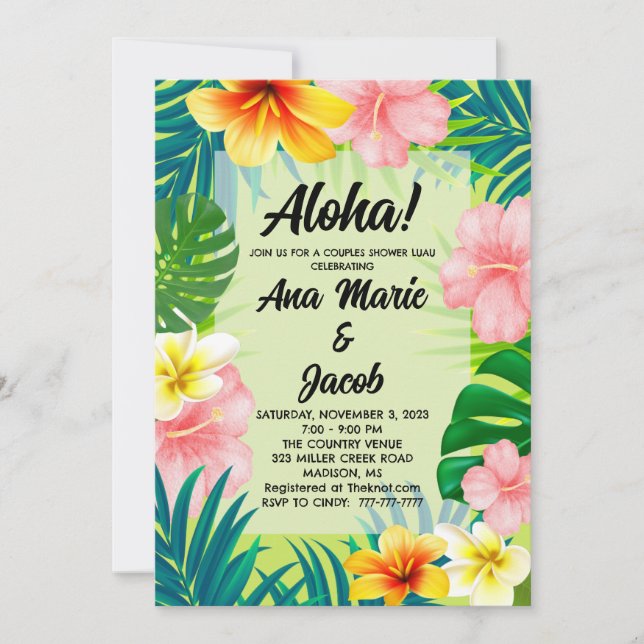 Aloha Luau Couples Einladung (Vorderseite)