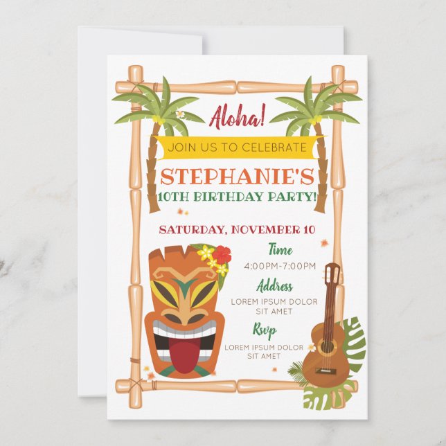 Aloha Luau Einladung (Vorderseite)