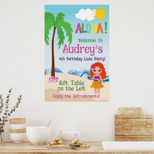 Aloha Luau Geburtstag Poster
