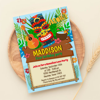 Aloha Luau Hawaiian Tropical Summer Birthday Einladung
