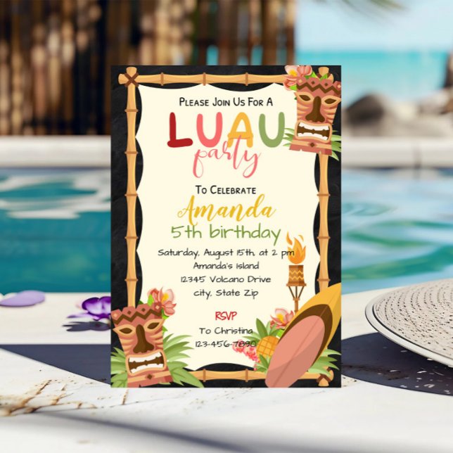 Aloha Luau Invitation Anniversaire (Créateur téléchargé)