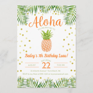 Aloha Luau Invitation Anniversaire Ananas Tropical