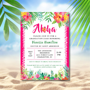 Aloha Luau Parti Tropical Graduation Invitation