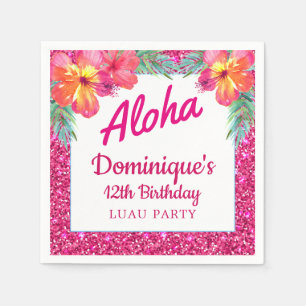 Aloha Luau-Party Glitter Tropischer Hibiskus Papie Serviette