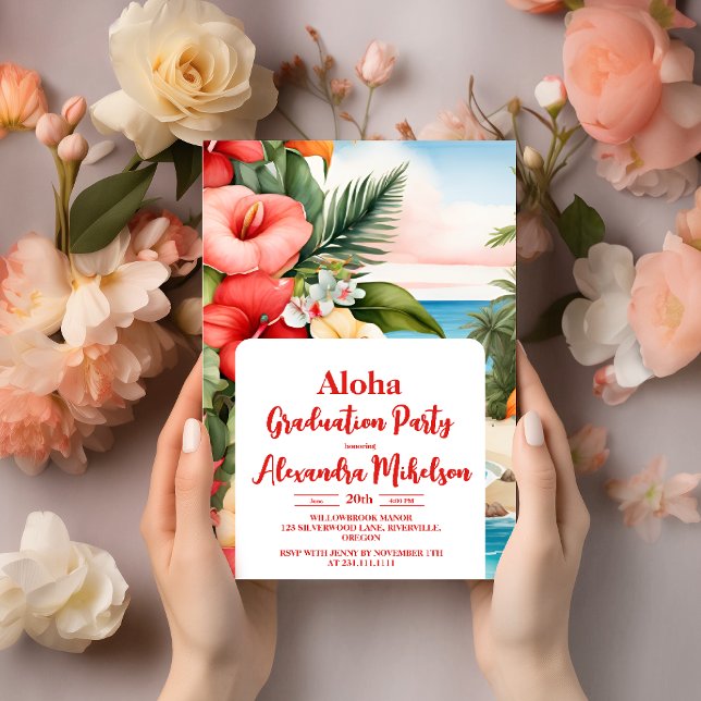Aloha Luau Party Tropischer Abschluss Einladung (Von Creator hochgeladen)
