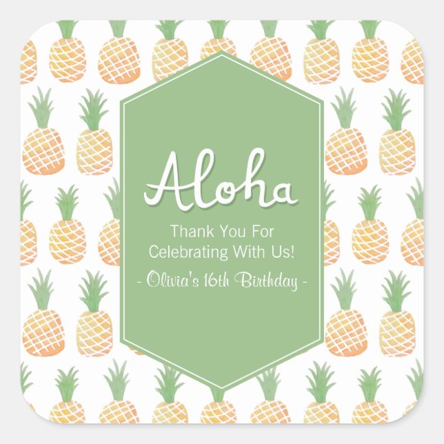 Aloha Luau Pineappmuster Danke für die Stickers (Vorderseite)