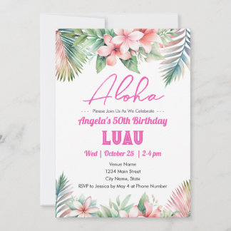 Aloha Luau Tropical Adult 50. Geburtstag Einladung