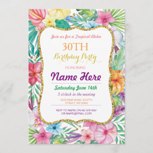 Aloha Luau Tropical Birthday Party Invitation