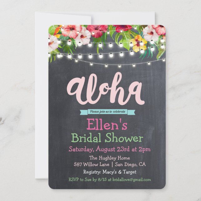 Aloha Luau Tropical Bridal Dusche Einladung (Vorderseite)
