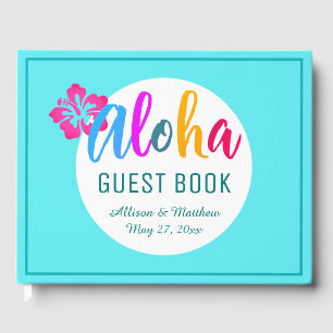 Aloha Luau Tropical Bright Pink Hibiskus Gästebuch
