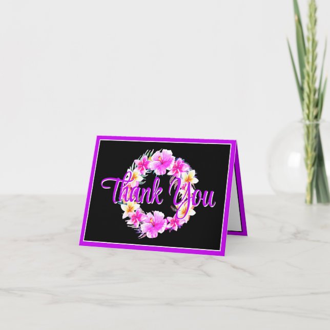 Aloha Luau Tropical Floral Abschluss Dankeskarte (Vorderseite)