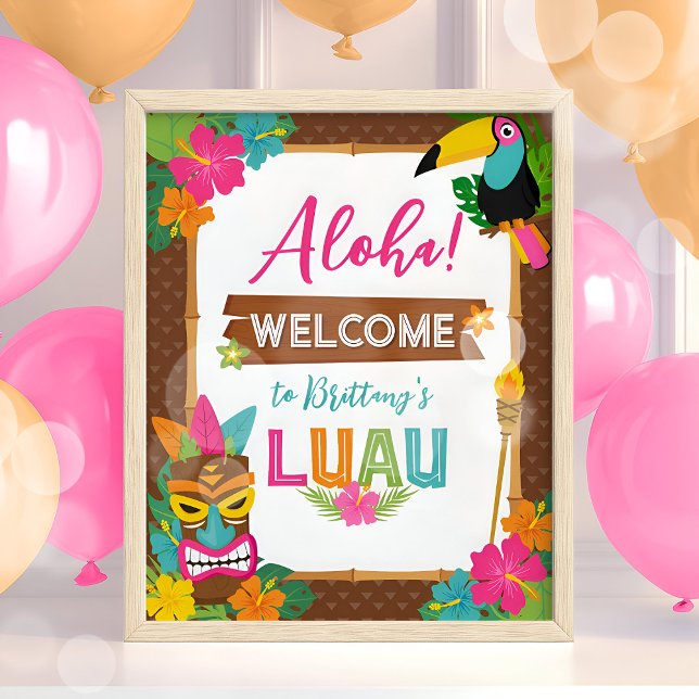 Aloha Luau Tropical Geburtstag Willkommen Acrylschild (Von Creator hochgeladen)