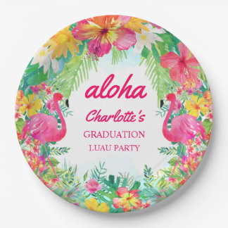 Aloha Luau Tropical Graduation Party Paper Plate Pappteller