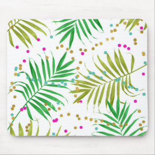 Aloha Luau Tropische Blätter & Spaß Konfetti Punkt Mousepad
