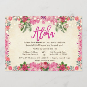 Aloha Luau Tropische Hochzeitsduscheinladung Einladung