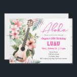 Aloha Luau ukulele 50. Geburtstag Einladung<br><div class="desc">Erwachsenes Thema Hawaiian tropischen Strand florale Aquarell Grafik Party. Verfügbar als digitaler Download druckbar. Benutzerdefinierte,  personalisierte,  bearbeitbare Download-Ukulele</div>
