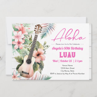 Aloha Luau ukulele 50. Geburtstag Einladung
