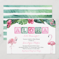 Aloha Lush Tropical Foliage Flamingos Babydusche