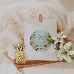 Aloha & Mahalo Tropischer Strand   Danke Runder Aufkleber