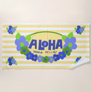 Aloha Means Hello Hawaiian Floral - Gelb Strandtuch