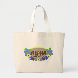 Aloha Means Hello Hawaiian Floral Jumbo Stoffbeutel