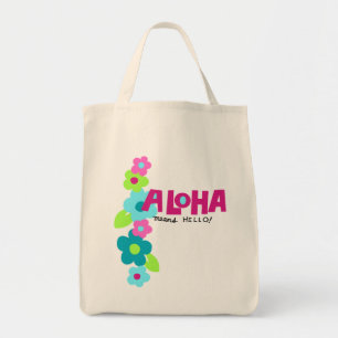 Aloha Means Hello Hawaiian Floral Tragetasche