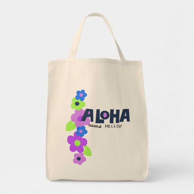 Aloha Means Hello Hawaiian Floral Tragetasche (Vorne)