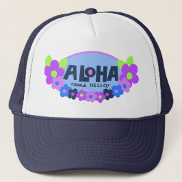 Aloha Means Hello Hawaiian Floral Truckerkappe