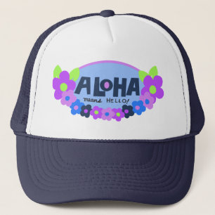 Aloha Means Hello Hawaiian Floral Truckerkappe