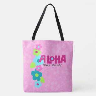 Aloha Means Hello Hawaiian Hibiskus Beach Bag Tasche