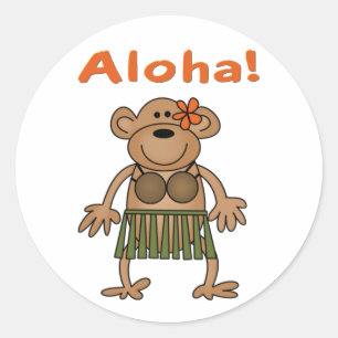 Aloha Monkey Runder Aufkleber