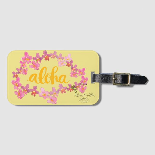 Aloha mutiger Orchideen-Leu-Taschen-Umbau - Gelb Gepäckanhänger (Vorderseite (Horizontal))