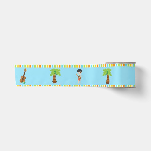Aloha Niedlich Black Hair Boy Satinband (Vorderseite)