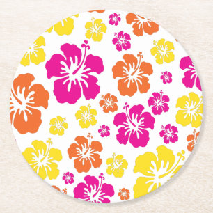 Aloha Niedlich Hawaiian 1. Geburtstag Party Thema Runder Pappuntersetzer