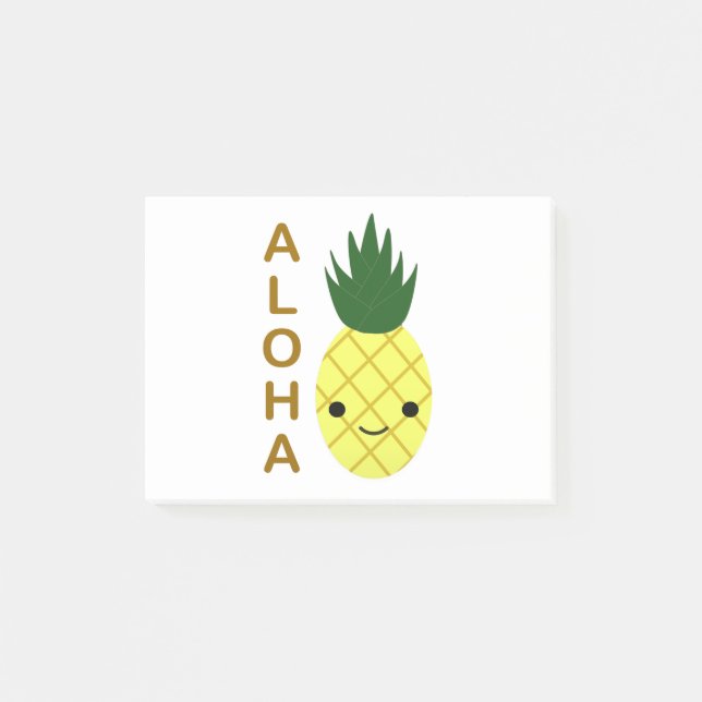 Aloha Niedlich Kawaii Ananas Post-it Klebezettel (Vorderseite)